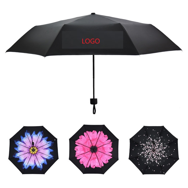 19寸6K五折黑胶防晒伞