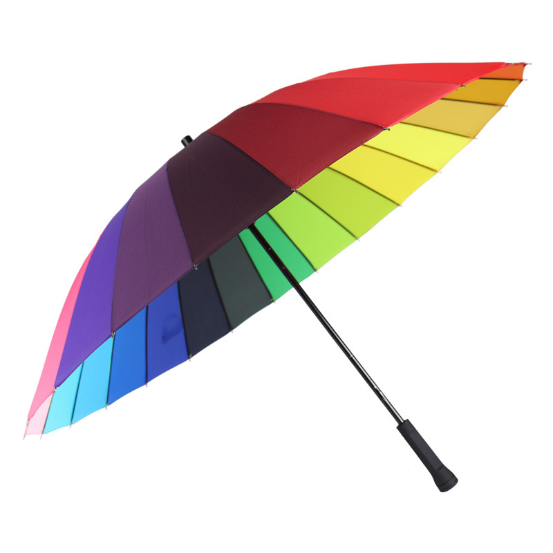 24K手开直骨彩虹伞