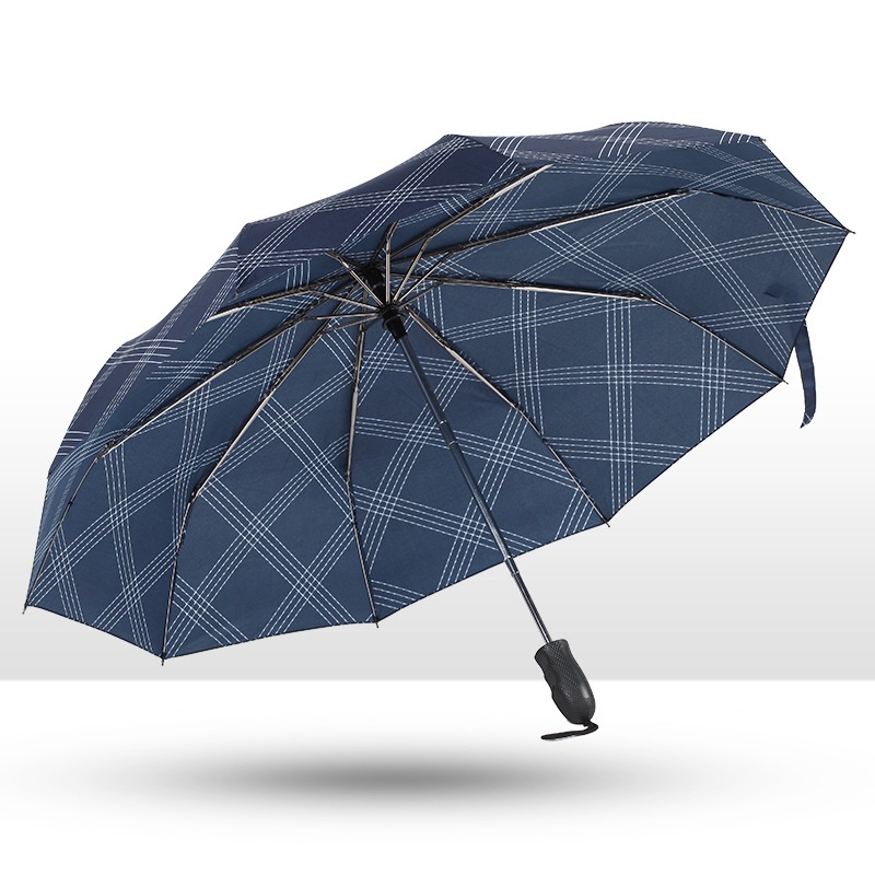 10K三折自开收格子伞