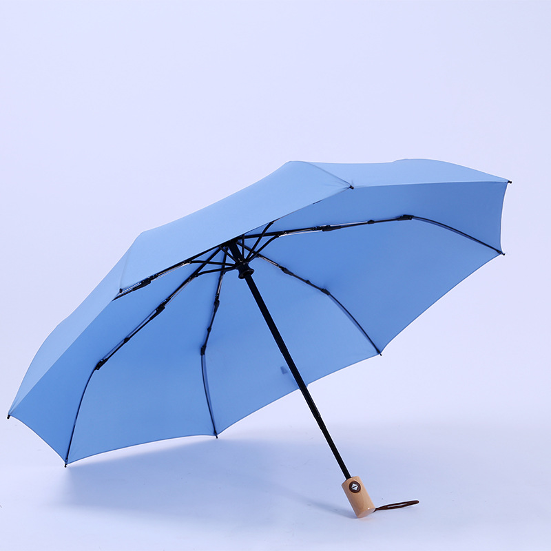 21寸8K三折全自动自开收素色女士高档折伞